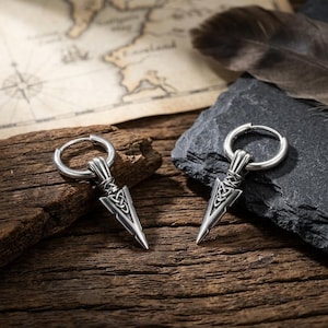 Roestvrijstalen Keltische pijlpuntoorbellen heren, Viking-sieraden