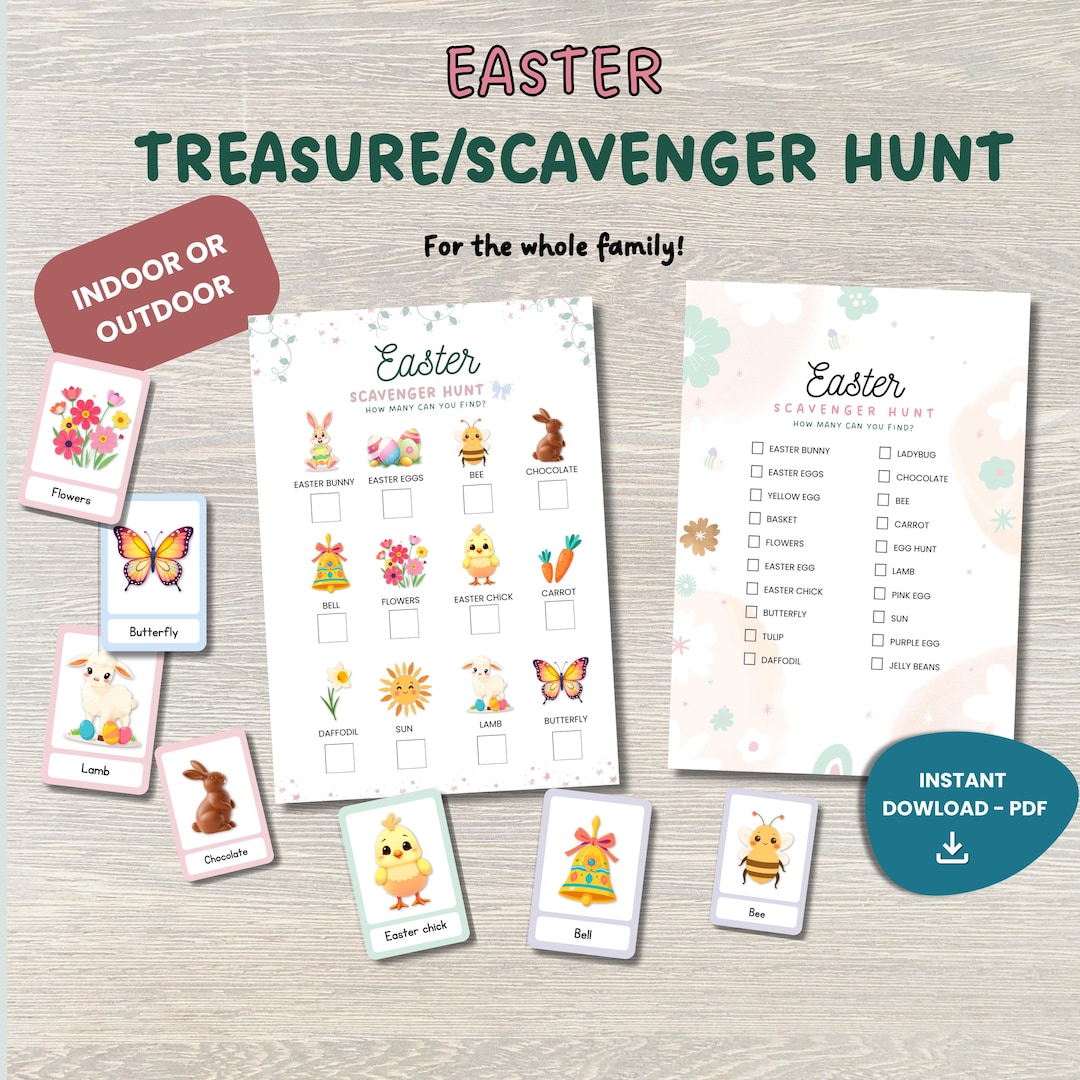 Printable Easter Treasure Hunt - Indoor & Outdoor Kids Activity ...