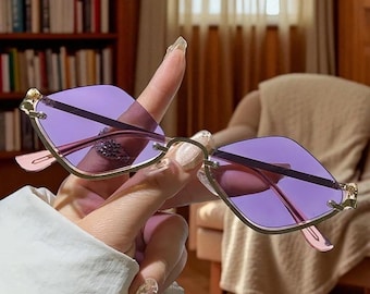 Gafas de sol punk con montura metálica, elegantes, con forma de diamante, accesorios para festivales, gafas de moda para rave, regalo para ella.