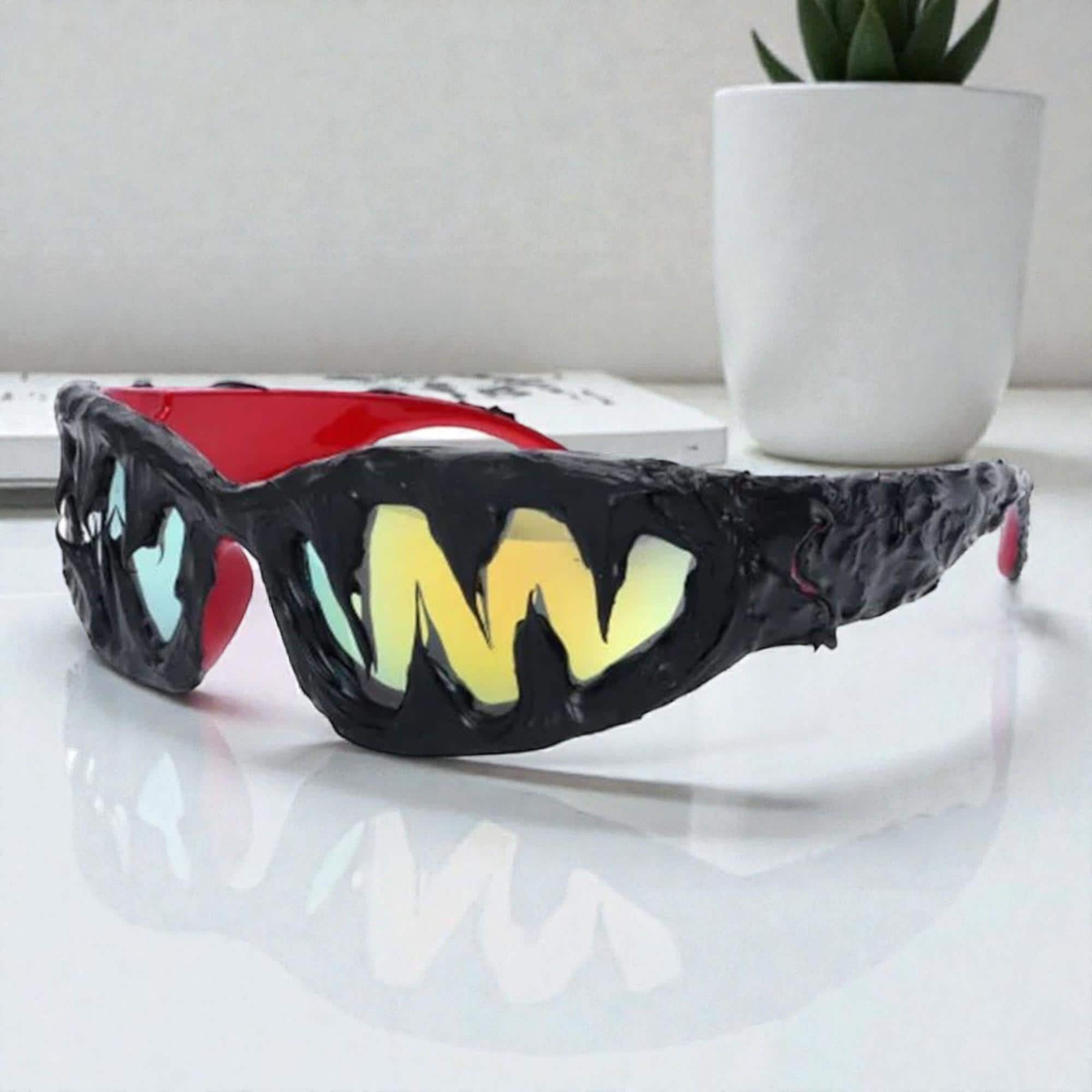 Shark Teeth Sunglasses With Black Rubber Teeth, Y2K Small Frame