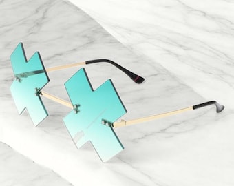 Playful Rimless Guilty Gear Sunglasses, Funky Colourful Sunglasses For Women, Festival Accessories, Summer Party Sunglasses, Gift For Her