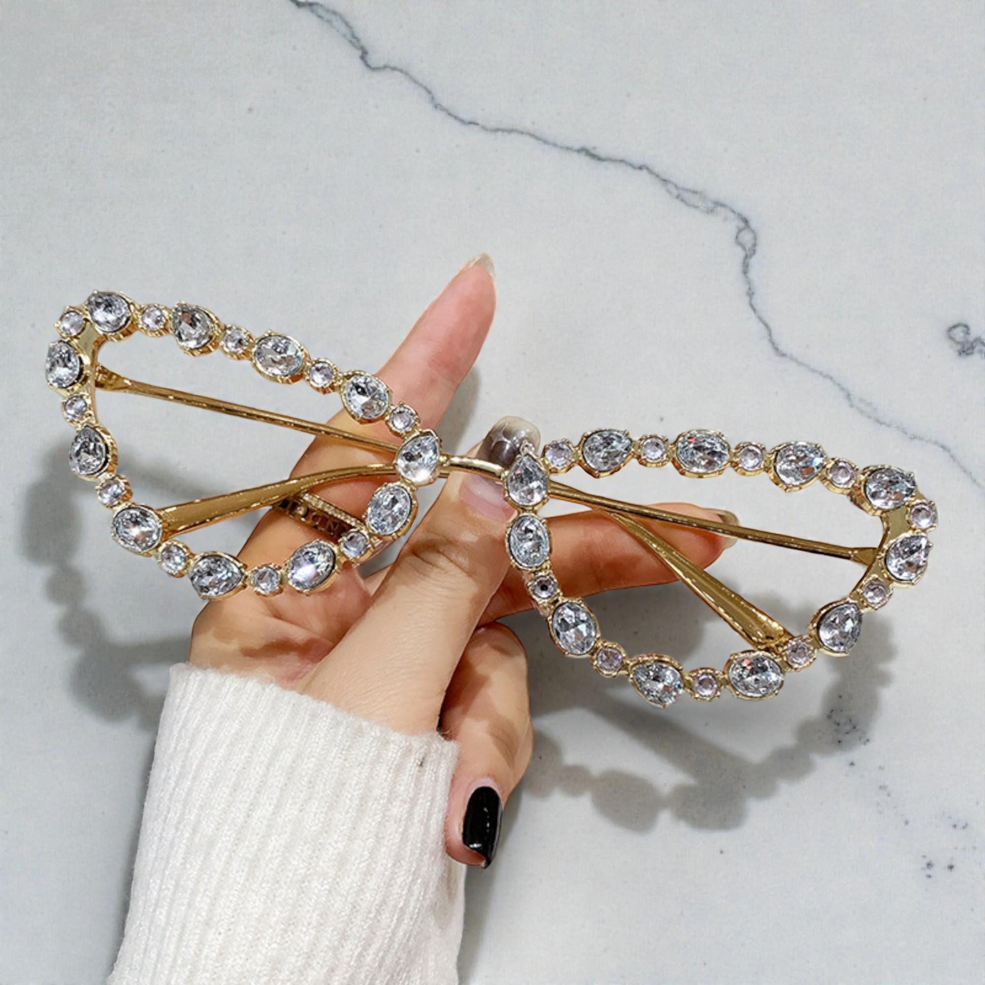 Gold Rimless Butterfly Sunglasses for Women, Y2k Style  display picture 2