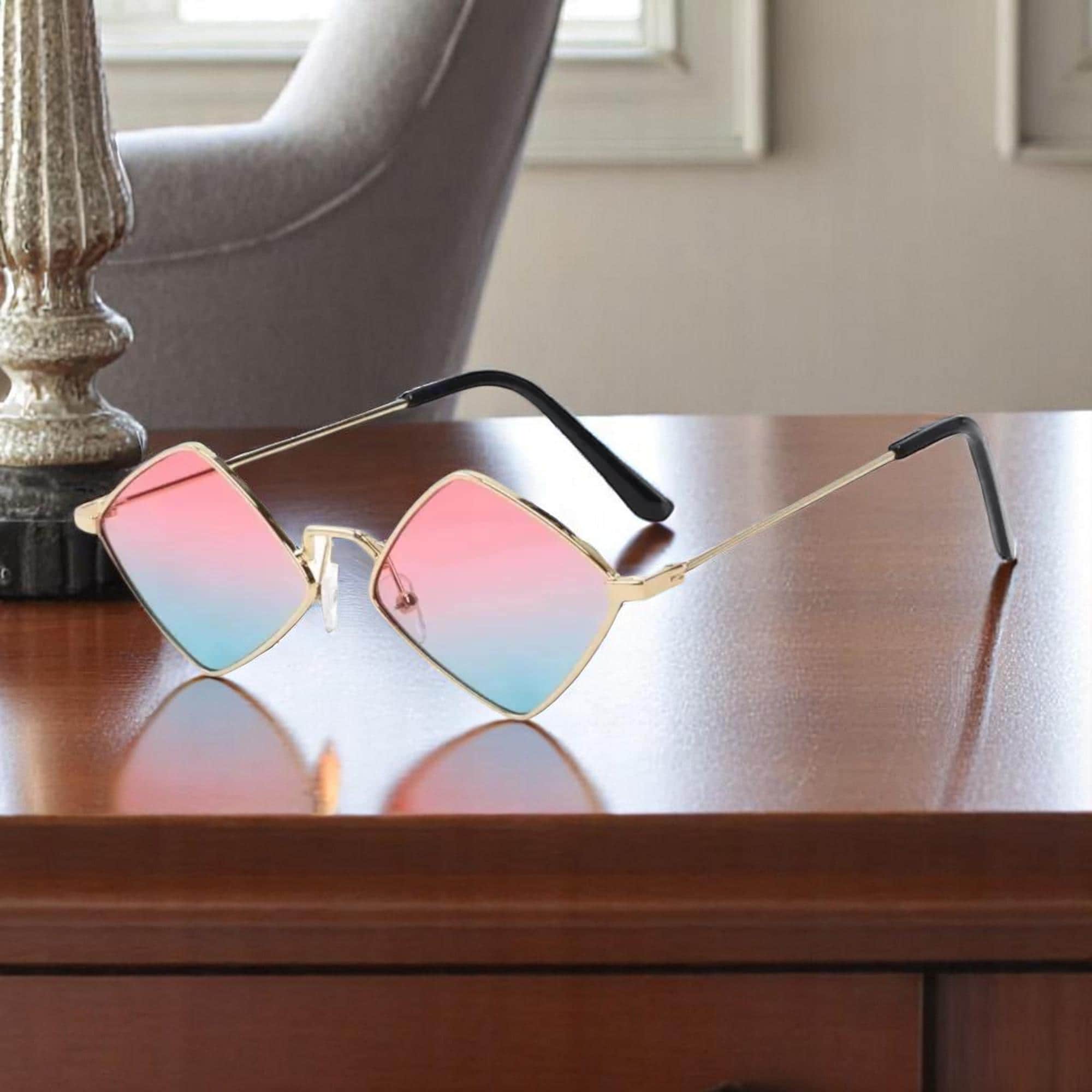 Y2K Retro Rhombus Sunnies Narrow Diamond Sunglasses Unisex Amazon.com: proSPORT Rhumbus Diamond Shape Sunglass Blue  main image 2