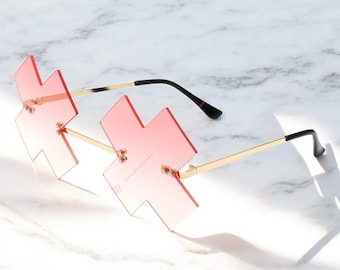 Playful Rimless Guilty Gear Sunglasses, Funky Colourful Sunglasses For Women, Festival Accessories, Summer Party Sunglasses, Gift For Her