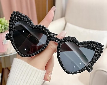 Stylish Heart Eye Protection Sunglasses, Heart Shaped Women&#39;s Diamond Sunglasses, Fun Bridal Party Sunglasses, Wedding Favours, Gift for Her