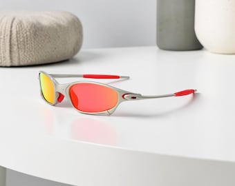 Occhiali da motociclista per uomo e donna, occhiali da sole sportivi avvolgenti, occhiali da ciclismo con lenti a specchio rosse, occhiali da sole unisex per attività all'aperto, occhiali protettivi per esterni