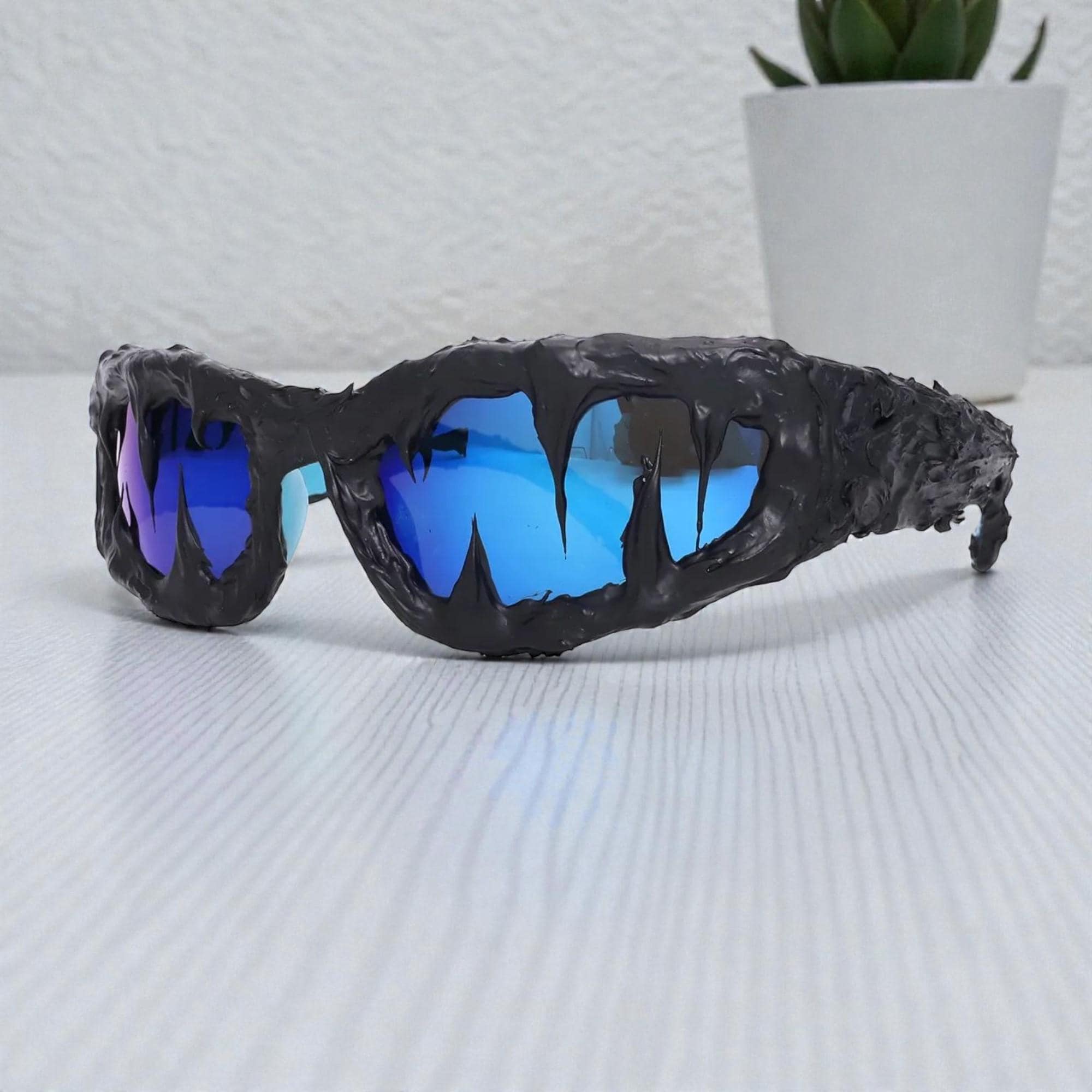 Shark Teeth Sunglasses With Black Rubber Teeth, Y2K Small Frame
