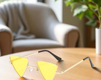 Gafas de sol triangulares con forma de micrófono, gafas de sol amarillas estilo anime, regalo de Halloween, disfraz de cosplay genial, accesorios para festivales, regalo para novia