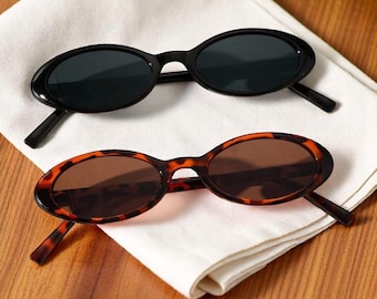 Vintage Y2K Fendi Oval Sunglasses SMALL NARROW Fit FF Logo Brown