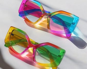 Funky Punk Style Retro Sunglasses, Unique Colourful Sports Sunglasses Women, Rave Accessories, Festival Wear, Party Sunglasses, Gift for Her