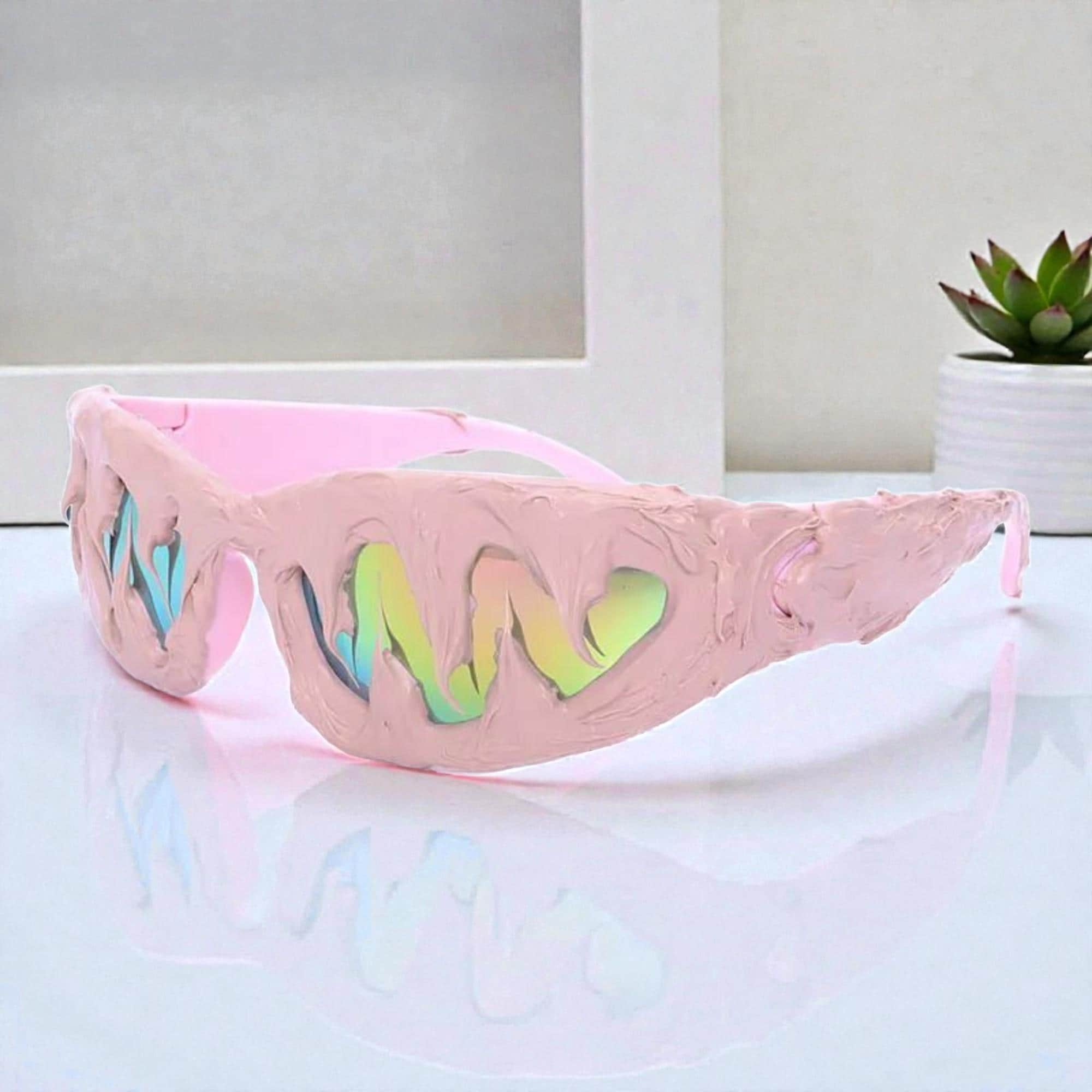 Shark Teeth Sunglasses With Black Rubber Teeth, Y2K Small Frame