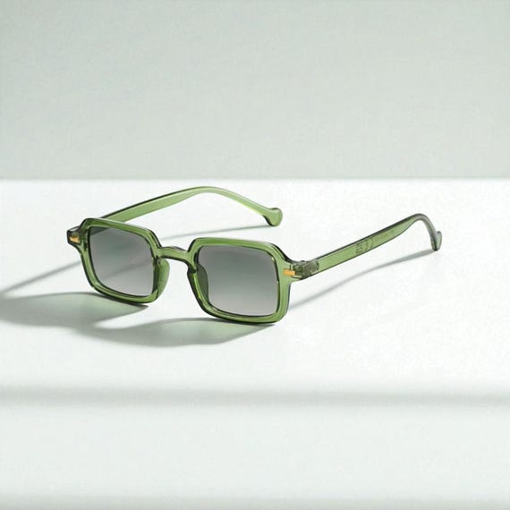 Green Rectangle Sunglasses for Women and Men, Party Shades - Main Image