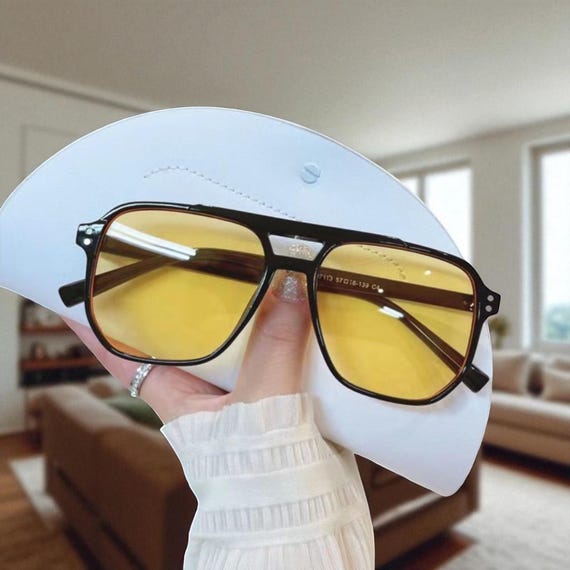 Punk Square Sunglasses Frame, Retro Black Shades for Men and  YELLOW Punk Sunglasses main image 0