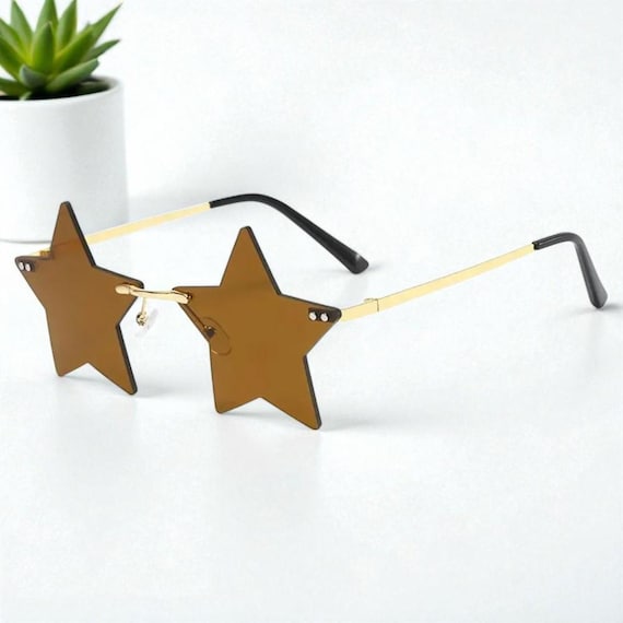 Rimless Star Sunglasses Unique Pentagram Party Glasses UV400 Amazon.com: IKUVNA Rimless Star Shape Sunglasses for Women  main image 4