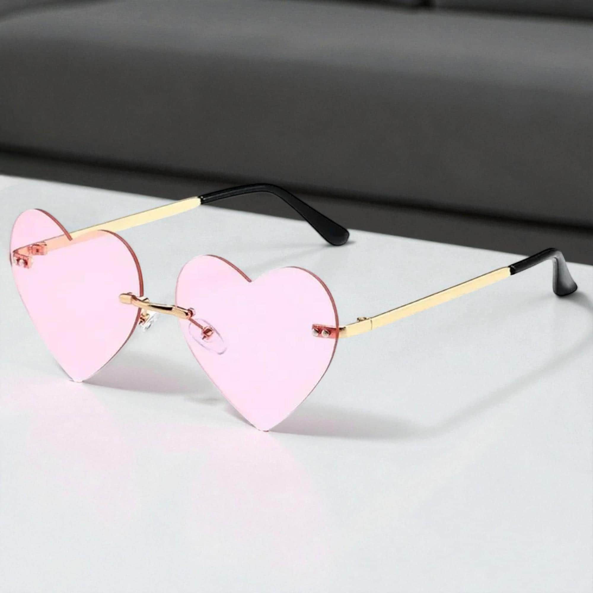 ✨THE AND! MONEY GREEN RIMLESS HEART SUN GLASSES ✨ Amazon.com: JUSLINK Love Heart Shaped Sunglasses for Women  main image 2