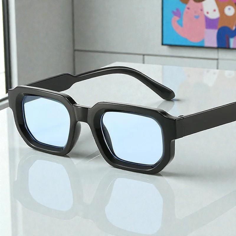 Black Blue Rectangle Sunglasses for Women and Men, Brand Designer