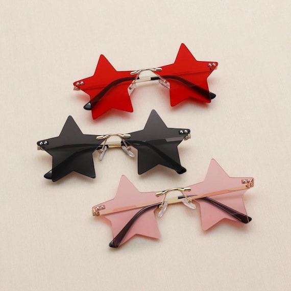 Stylish Red Star Shape Sunglasses, Rimless Party Glasses  display picture 3