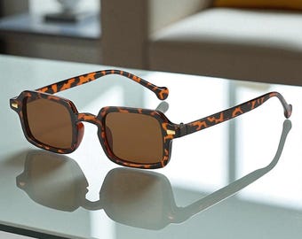 Leopard Rechteck Sonnenbrillen, Vintage Damenmode Sonnenbrillen, Designer Style Eyewear, einzigartige Geschenkidee