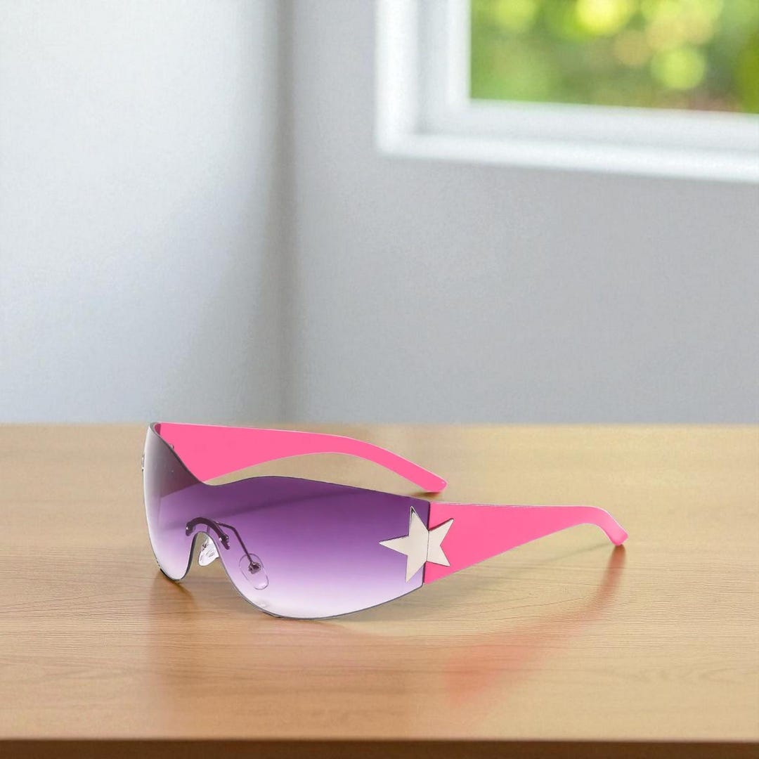 Aesthetic Unisex Y2K Punk Sunglasses Trendy Wrap Around Eyewear Star aesthetic-unisex-y2k-punk-sunglasses-trendy-wrap-around-eyewear-star