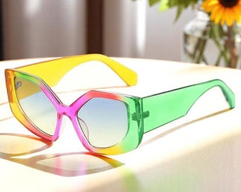 Funky Punk Style Retro Sunglasses, Unique Colourful Sports Sunglasses Women, Rave Accessories, Festival Wear, Party Sunglasses, Gift for Her