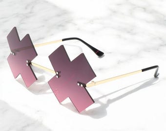 Playful Rimless Guilty Gear Sunglasses, Funky Colourful Sunglasses For Women, Festival Accessories, Summer Party Sunglasses, Gift For Her