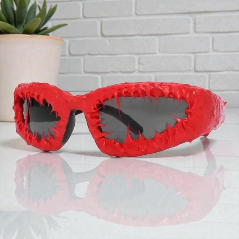 Stylish Large Shield Sunglasses With Spikes, Fashionable  display picture 1