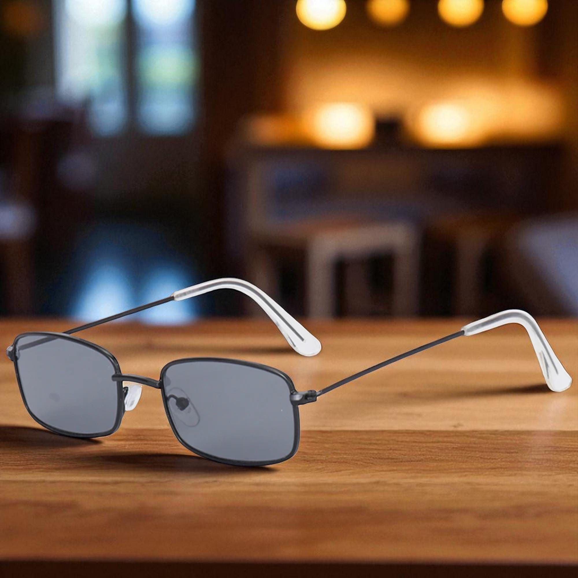 Retro Small Rectangle Sunglasses, Vintage Square Frame Unisex Shades 90s Retro Square Sunglasses Polarized - Vintage Rectangle  main image 3