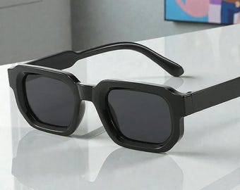 Bonitas gafas de sol rectangulares negras y grises para mujer y hombre, gafas de sol con montura pequeña y coloridas de diseñador de marca, regalo para exteriores.