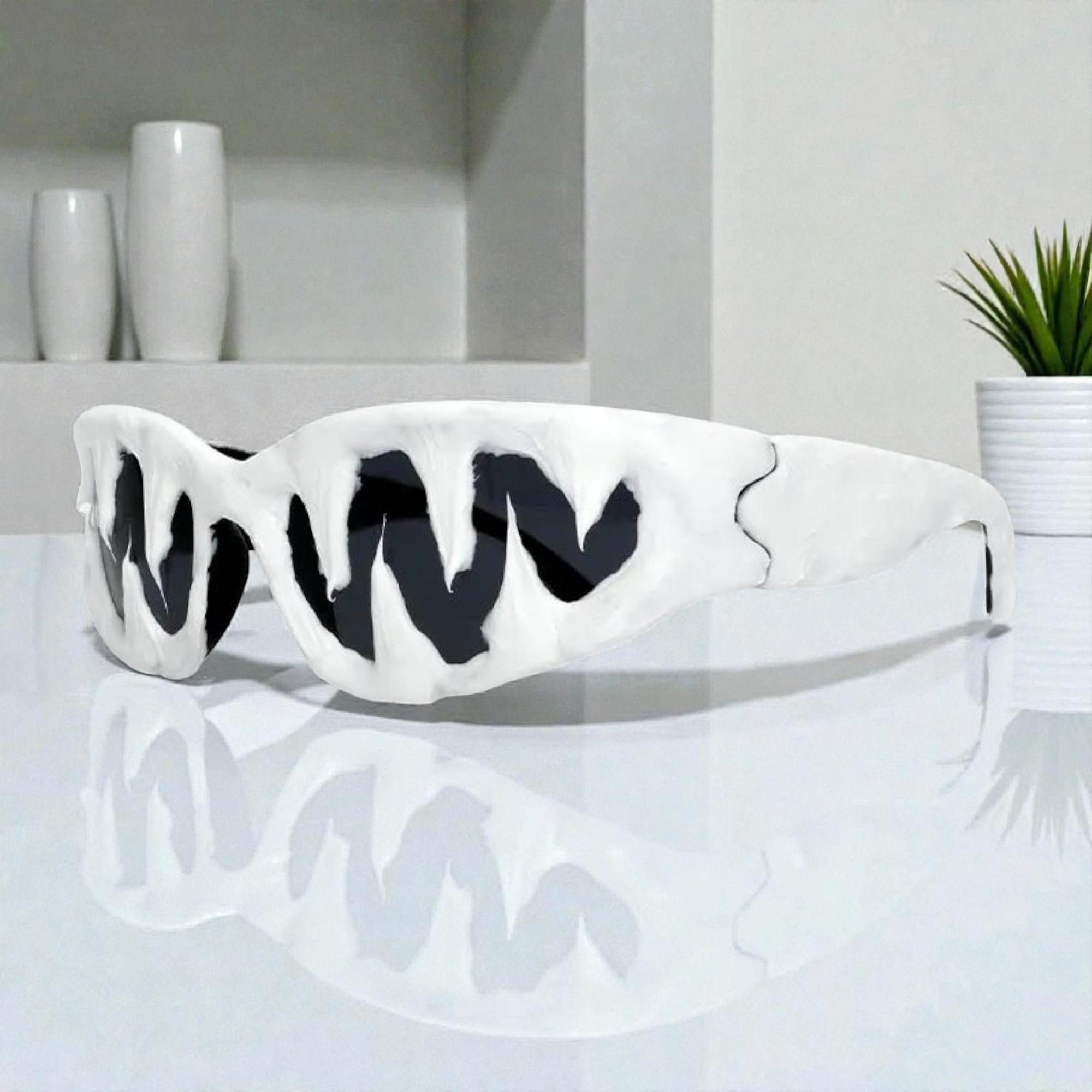 Shark Teeth Sunglasses With Black Rubber Teeth, Y2K Small Frame