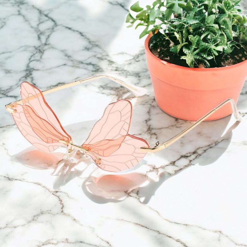 Unique Dragonfly Glasses for Women, Colourful Frameless  display picture 1