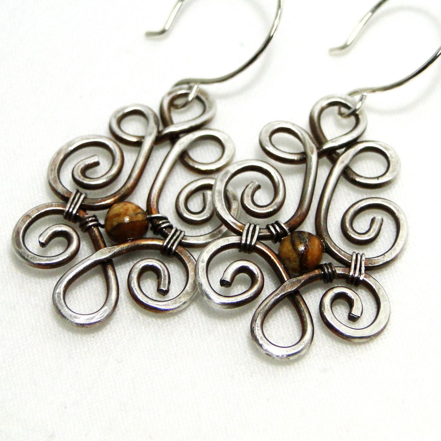 Antiqued Sterling Silver Jewelry Desert Jasper Wire Wrapped Etsy