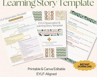 EYLF Observation & Learning Outcomes Template | Early Learning Outcomes | Editable EYLF Documentation for Early Childhood Educators