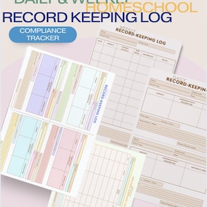 Homeschool Record Keeping Log Printable Daily And Weekly Lesson Planner Homeschool Portfolio Legal Compliance Tracker