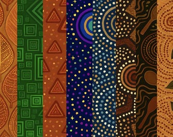 Native Australian Aboriginal Seamless Patterns Digital Paper Tribal Indigenous Fabric Textile Designs BUNDLE of 8 High Quality PNG files