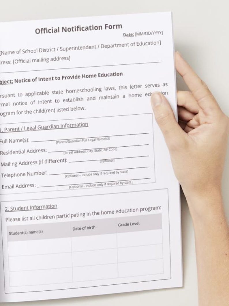 Notice of Intent to Homeschool Printable Editable NOI Form Homeschool ...