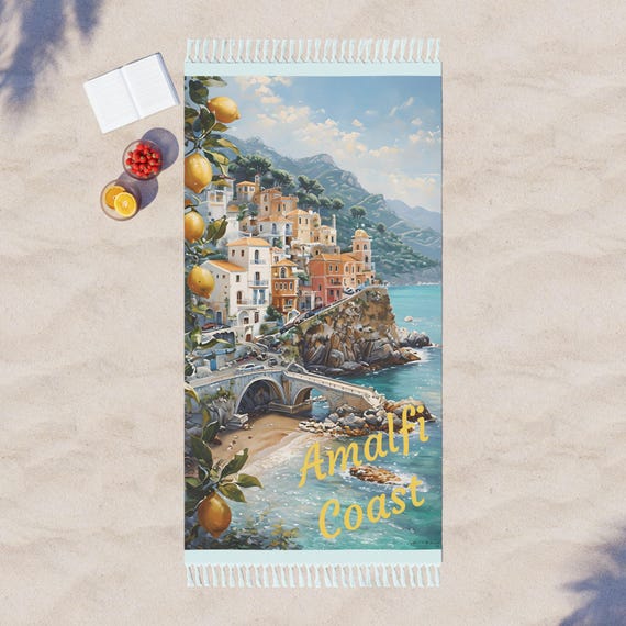 Amalfi coast map Boho Beach towel Perfect for Summer Beach Days Gift for Travelers Vacation Essentials Best Beach Towel quick dry towel