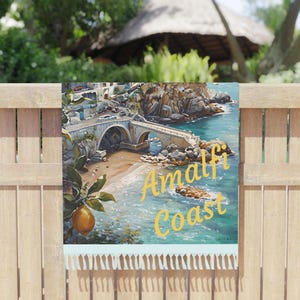 Amalfi coast map Boho Beach towel Perfect for Summer Beach Days Gift for Travelers Vacation Essentials Best Beach Towel quick dry towel image 5