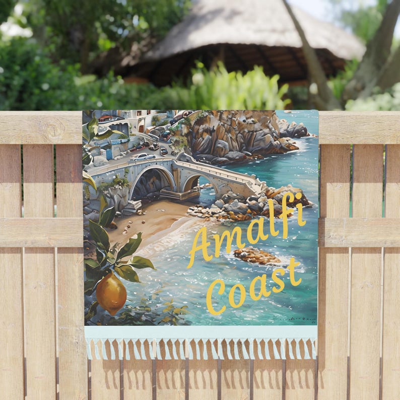 Amalfi coast map Boho Beach towel Perfect for Summer Beach Days Gift for Travelers Vacation Essentials Best Beach Towel quick dry towel image 5
