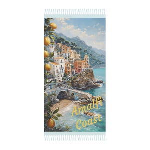 Amalfi coast map Boho Beach towel Perfect for Summer Beach Days Gift for Travelers Vacation Essentials Best Beach Towel quick dry towel image 2