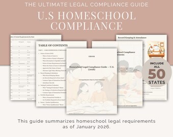Homeschool Legal Compliance Guide (U.S.A 2026) State-by-State Homeschool Laws Requirements Records, Testing, Transcripts start homeschooling