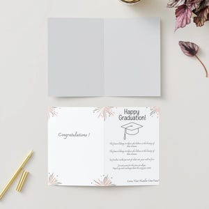 Cartão de formatura para impressão para ela – Mensagem motivacional de formatura – Pacote de download digital instantâneo em PDF Cartão de felicitações personalizável