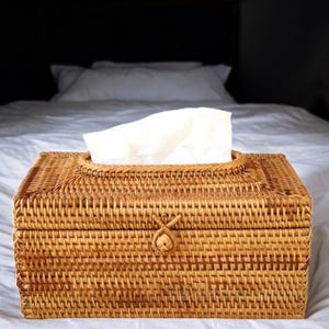 Handgefertigter Rattan-Taschentücherbox-Bezug - Elegante Aufbewahrung von Servietten, Schreibtisch-Taschentuchhalter, Stilvolles Wohndekor, Naturpapierspender