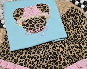 Animal Kingdom Outfit Set, Disney Girl Clothing Set, Safari, Cheetah Ruffle Shorts