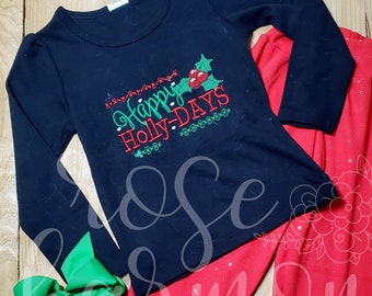 Girl Christmas Outfit, Happy Holidays, Red Sparkle Ruffle Pants, Toddler, Boho, Santa Pictures, Ugly Sweater