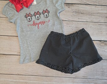Personalized Trio Mouse Girl Outfit, Magical Outfit, Embroidery, Matching Siblings Boy and Girl, Magical Trip