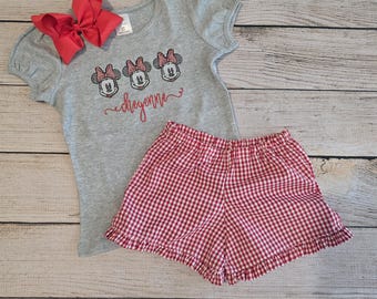 Personalized Trio Mouse Girl Outfit, Magical Outfit, Embroidery, Matching Siblings Boy and Girl, Magical Trip