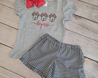 Personalized Trio Mouse Girl Outfit, Magical Outfit, Embroidery, Matching Siblings Boy and Girl, Magical Trip