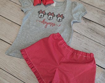 Personalized Trio Mouse Girl Outfit, Magical Outfit, Embroidery, Matching Siblings Boy and Girl, Magical Trip
