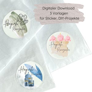 Arquivo digital Hayirli Ramazanlar Set, modelo de adesivo para decorar presentes, cartões comemorativos, envelopes ou surpresas do Ramadã