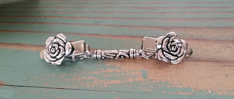Sweater Clip Silver Rose Tone With Short Solid Connector Australian Made